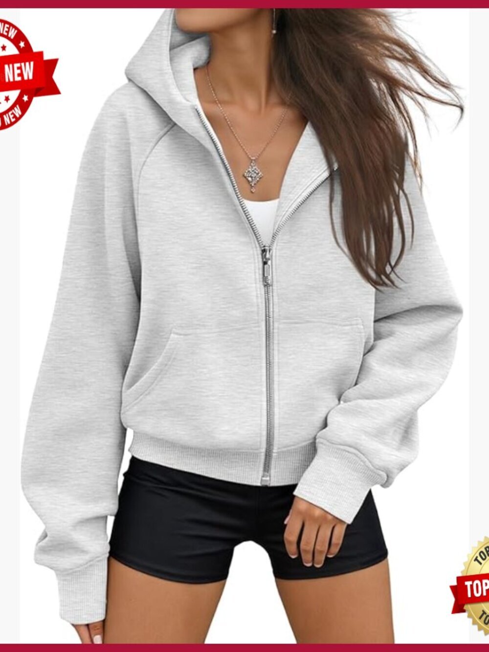 Oversized Zip Up Hoodie Fleece Lined Thumb Holes Cropped Winter Sweatshirt